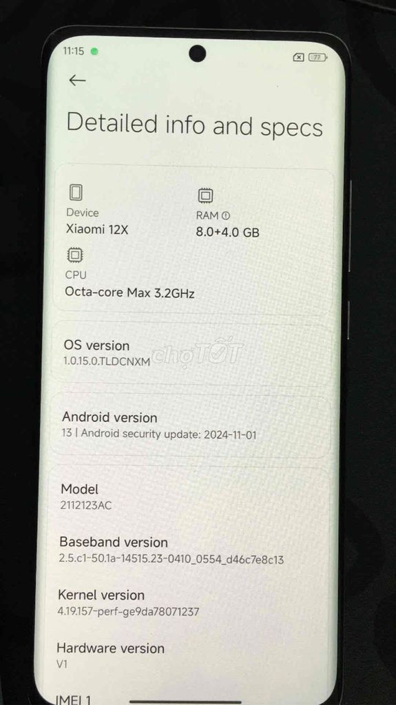 xiaomi 12x 8/256 rom gốc sử dụng app ngân hàng bth. Mua bán Điện thoại tại Huyện Hoài Đức Hà Nội được đăng bởi Đức Phạm hình 1