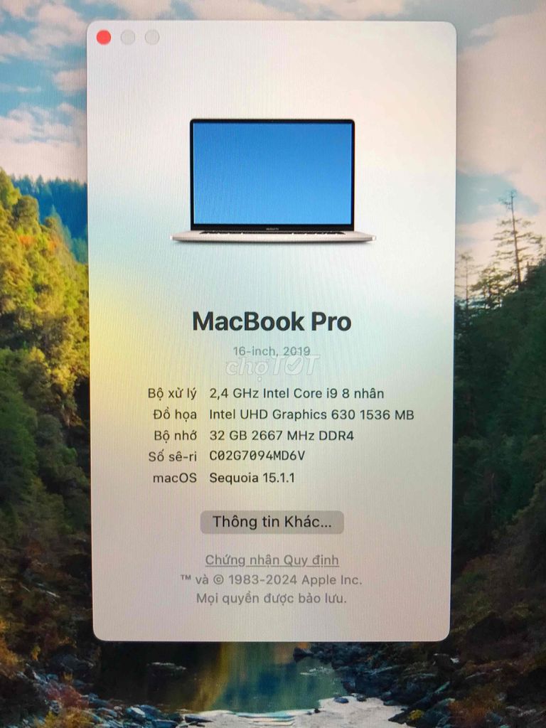 MACBOOK PRO 2019 16": i9 RAM 32,SSD 512 ĐỒ HOẠ 4GB