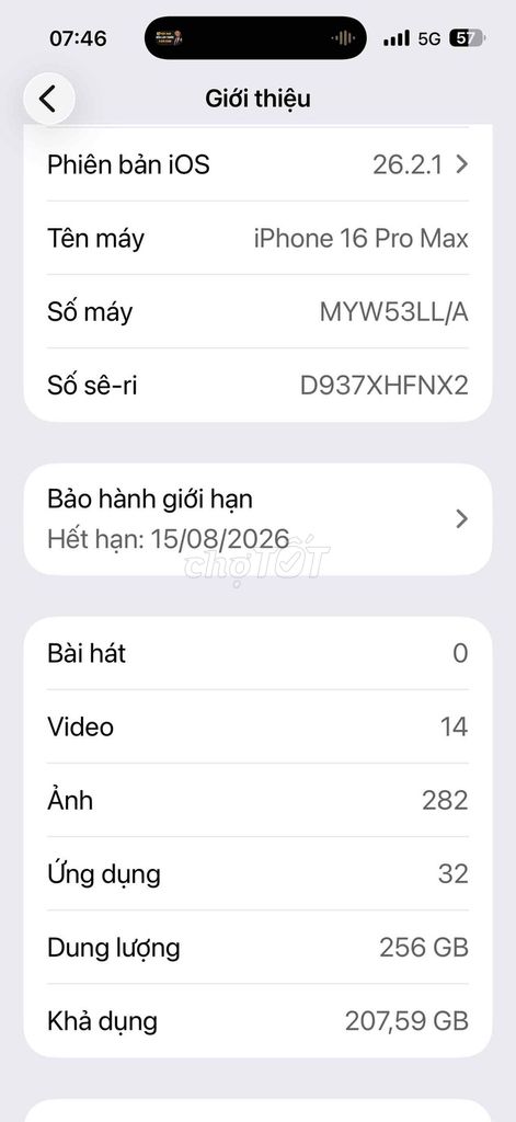 iPhone 16 Pro Max LLA 256 chặn icl ful chức năng.. Mua bán Điện thoại tại Thành phố Biên Hòa Đồng Nai được đăng bởi Tran tran hình 1