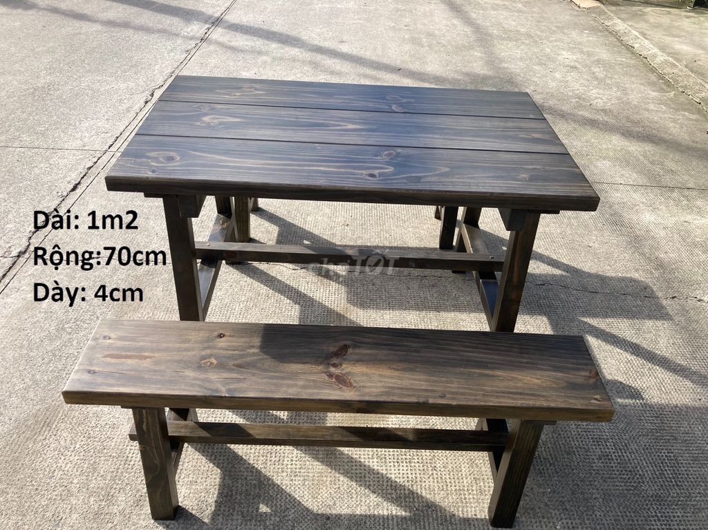 Bộ bàn ghế gỗ thông 2 băng rời 1m2 giá xưởng