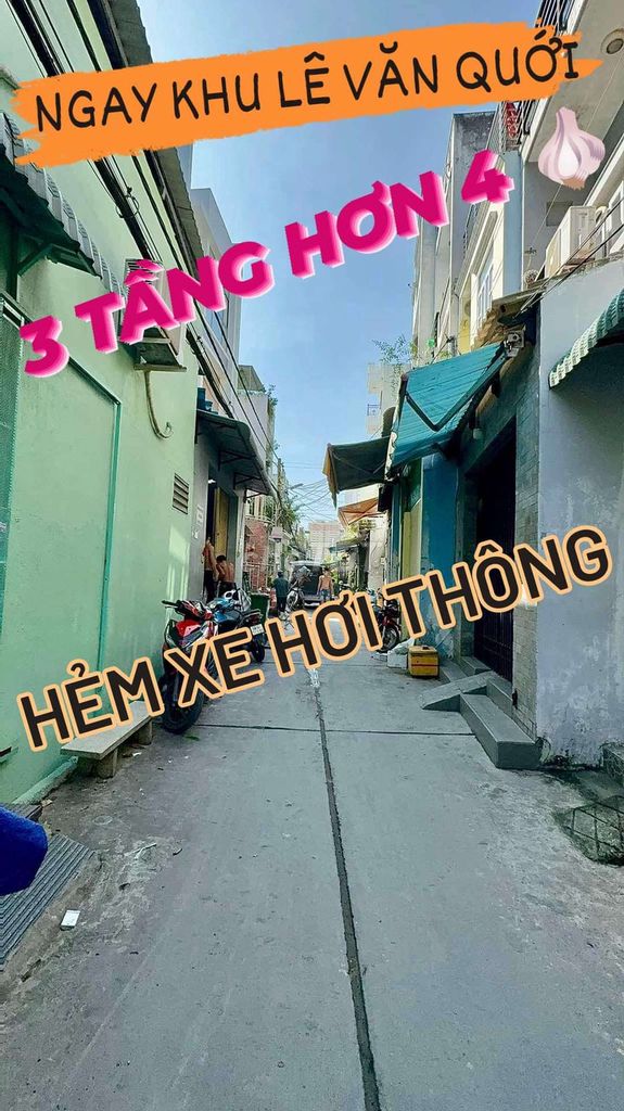 HẺM Xe Hơi THÔNG Khu LÊ VĂN QUỚI Sát NGÃ TƯ BỐN XÃ Hơn 4 ĐỒNG