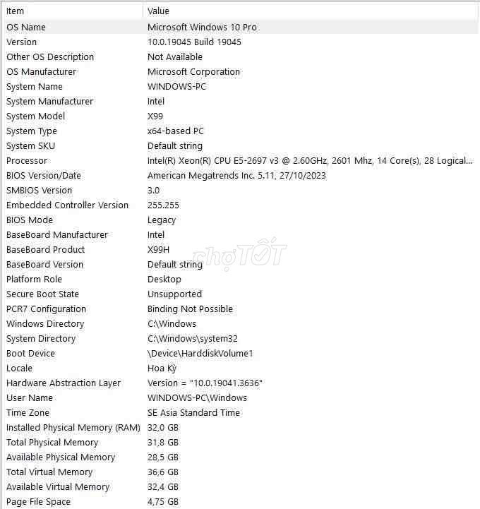 Q8 chuyển công tác bán lại bộ PC Cpu inter Xeon