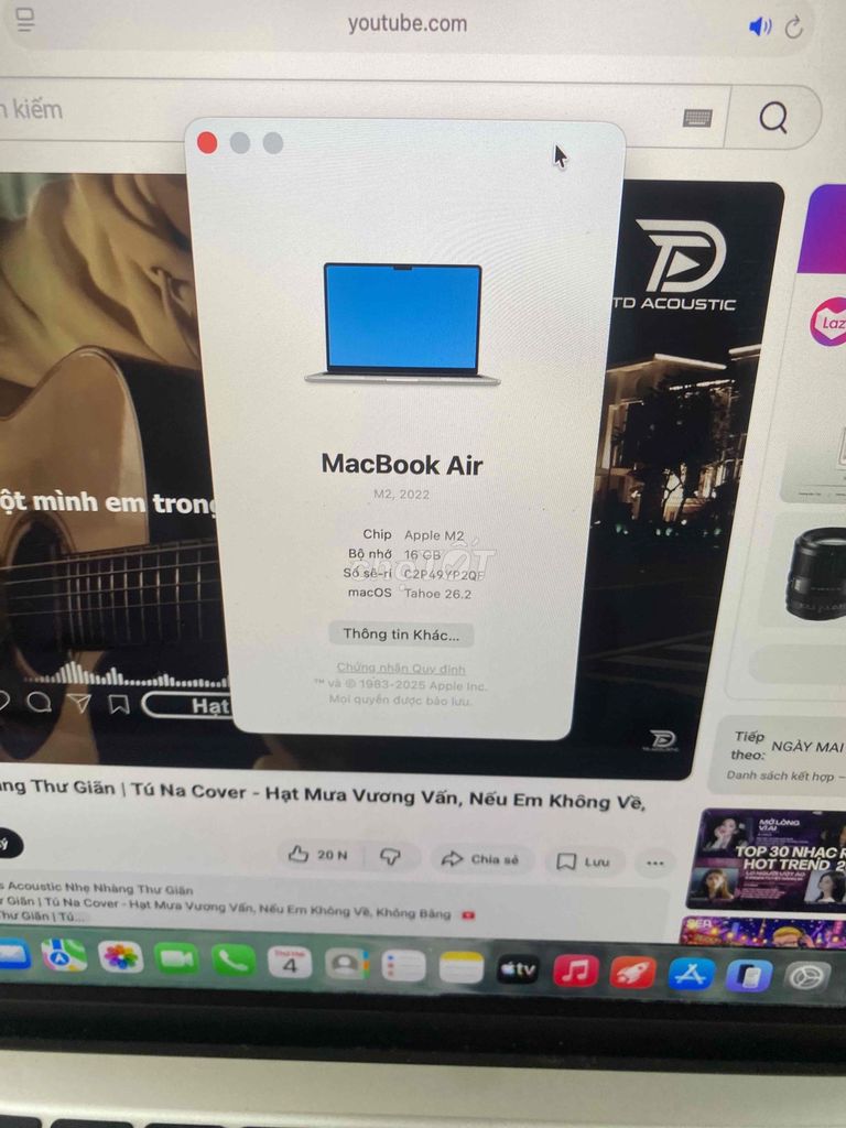 MacBook Air M2 13.3 inch 16GB/256GB màu bạc. Mua bán Laptop tại Quận Hoàng Mai Hà Nội được đăng bởi Mac98 hình 1