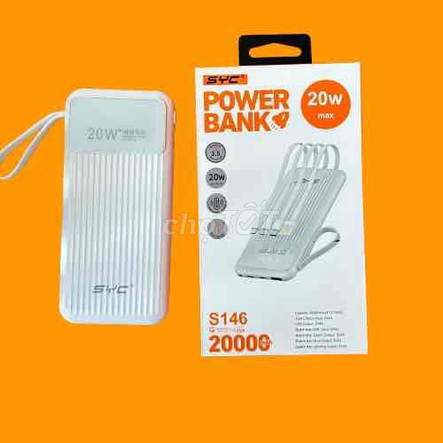 [ SẠC NHANH 20W ] SDP 20.000 MAH KÈM DÂY CHUẨN SYC