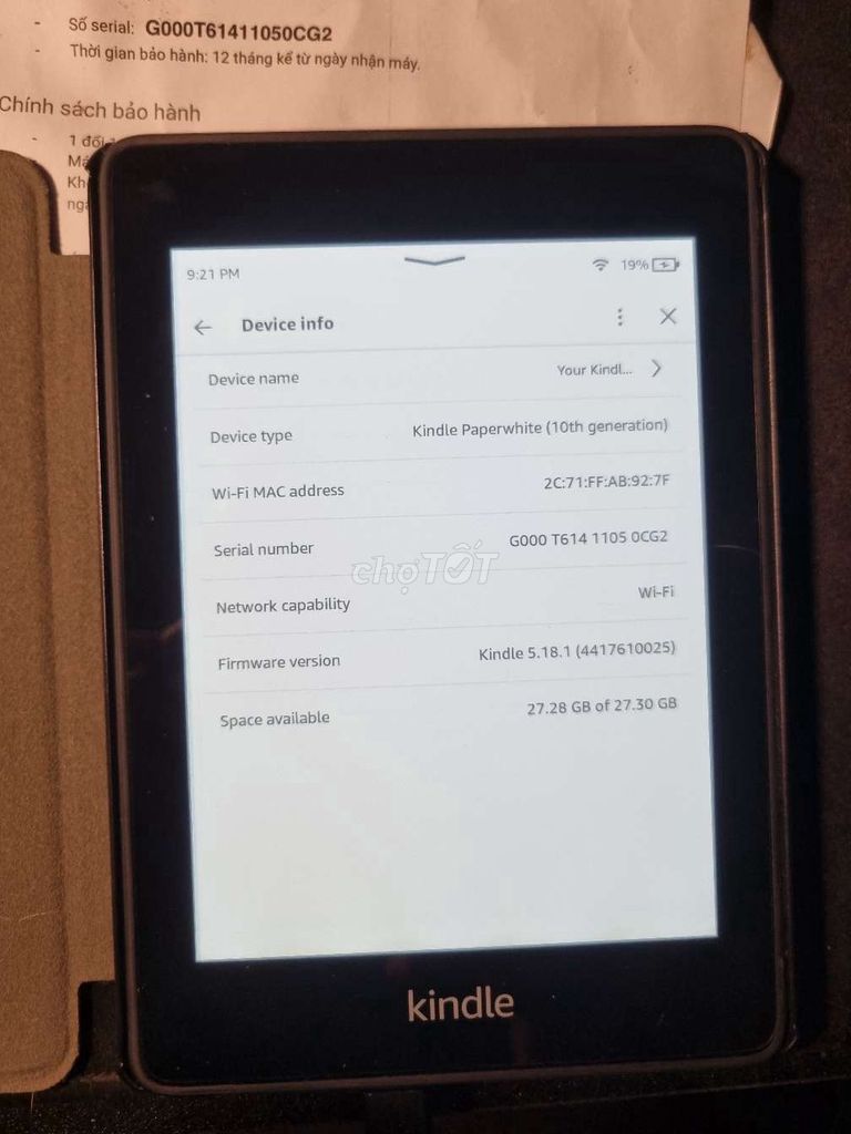 Cần pass kindle paperwhite 4 bản 32gb. Mua bán Máy tính bảng tại Quận Đống Đa Hà Nội được đăng bởi te quiero hình 1