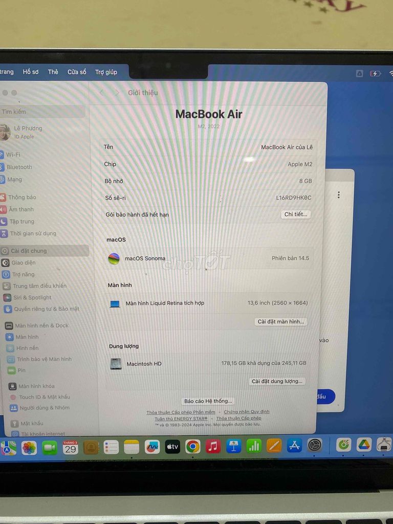 Apple MacBook Air M2 8GB/256GB Bạc. Mua bán Laptop tại Huyện Xuyên Mộc Bà Rịa - Vũng Tàu được đăng bởi Nguyễn Tuấn hình 1