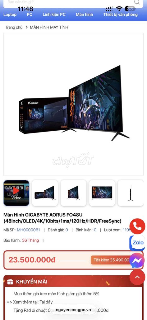 Màn hình OLE AORUS FO48U 48 inch và SSD M2 cho PS5. Mua bán Phụ kiện (Màn hình, Chuột...) tại Thành phố Thủ Đức Tp Hồ Chí Minh được đăng bởi Hoàng Ngân hình 1