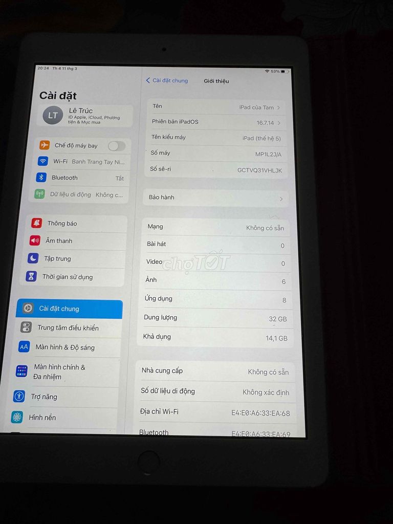 Apple iPad (thế hệ 5) 32GB Bạc. Mua bán Máy tính bảng tại Huyện Tiểu Cần Trà Vinh được đăng bởi tanle hình 1
