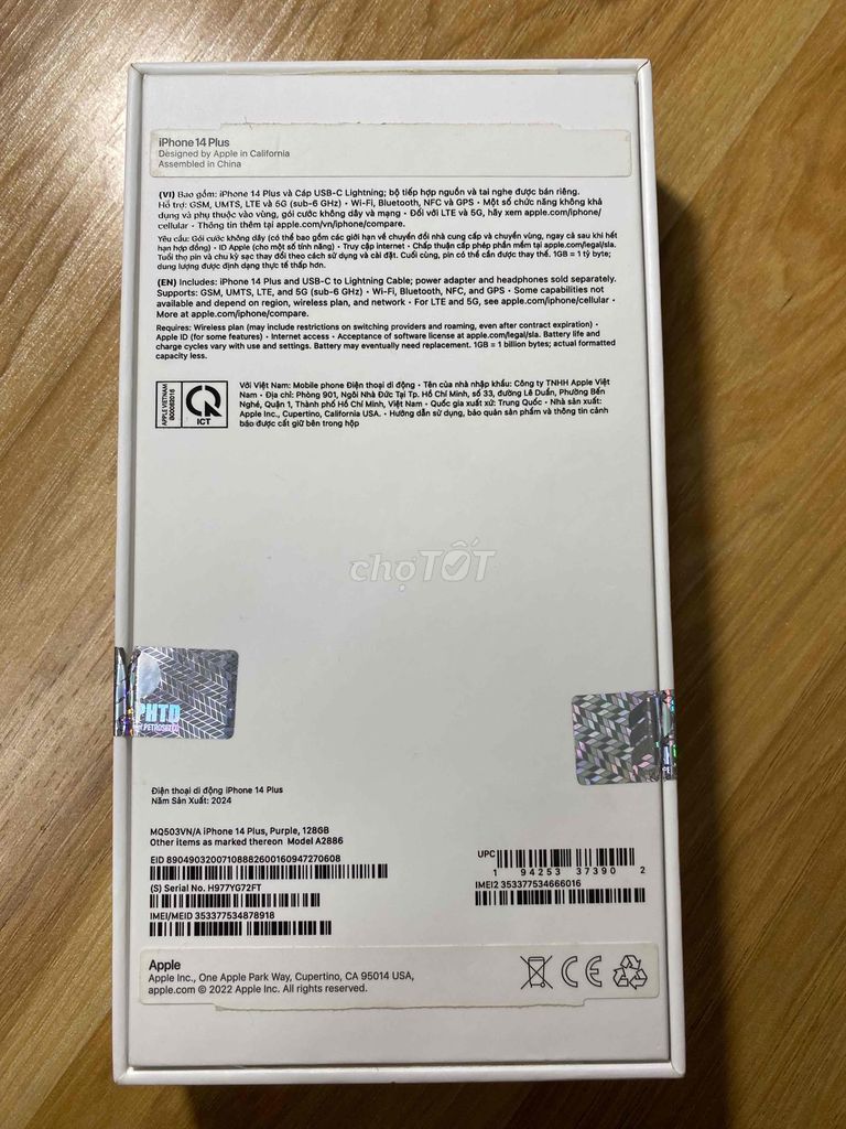 Hộp Iphone 14 plus VNA, Airpod 3
