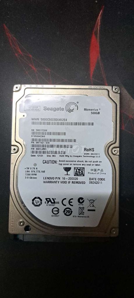 Hdd laptop Seagate 500 GB. Mua bán Linh kiện (RAM, Card...) tại Quận 4 Tp Hồ Chí Minh được đăng bởi VDKhoa hình 1