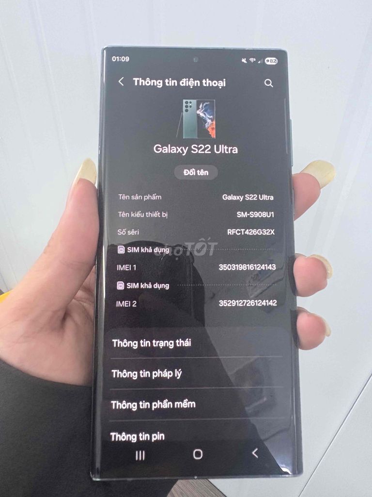 Samsung Galaxy S22 Ultra 256GB xanh. Mua bán Điện thoại tại Quận Đống Đa Hà Nội được đăng bởi Đoàn Thành Thái hình 1