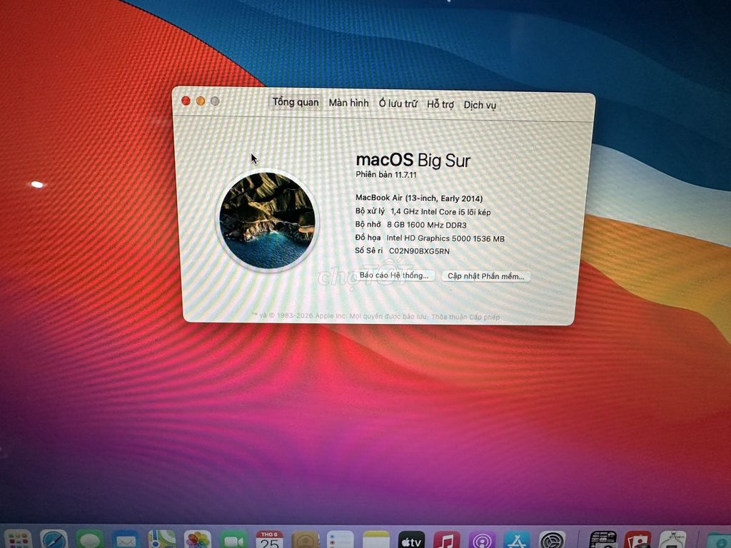 Apple MacBook Air i5 8GB/128GB SSD Bạc 2014. Mua bán Laptop tại Thành phố Bạc Liêu Bạc Liêu được đăng bởi Thành Phát Phan hình 1