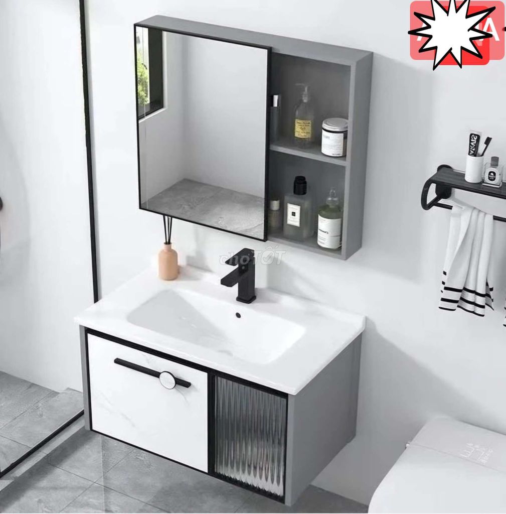 Bộ Tủ Lavabo Kèm Tủ Gương Nhôm Cao Cấp