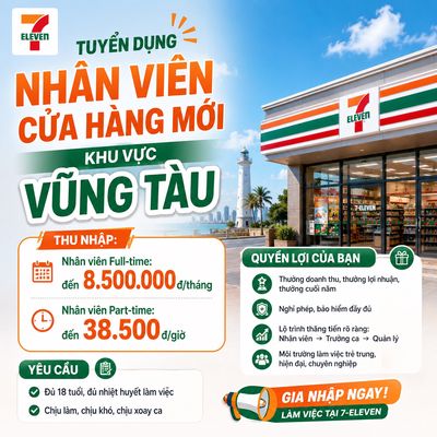 [VŨNG TÀU] TUYỂN DỤNG 20 NHÂN VIÊN CỬA HÀNG
