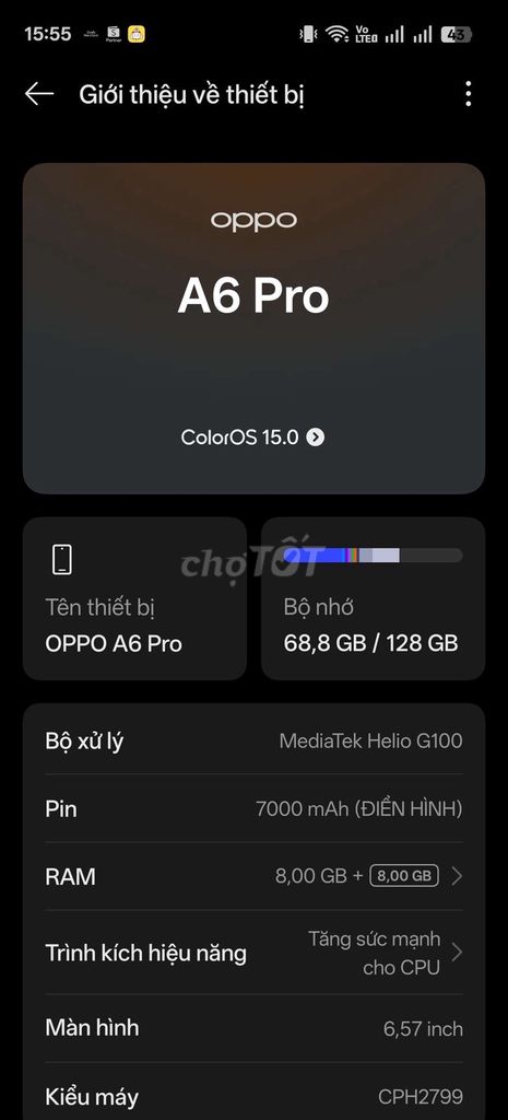 OPPO A6 Pro 8GB/128GB. Mua bán Điện thoại tại Thành phố Thủ Đức Tp Hồ Chí Minh được đăng bởi Phan Văn Trường hình 1