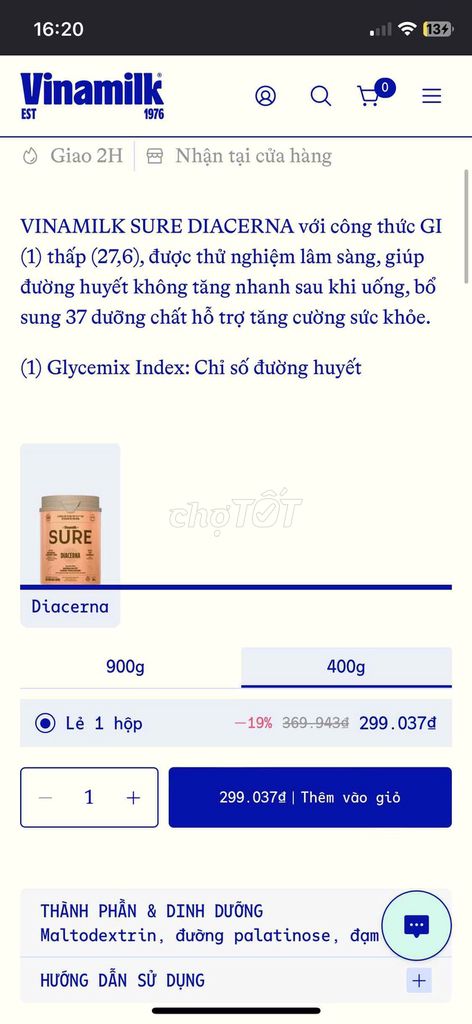 Sữa bột Vinamilk Sure Diacerna. Mua bán Đồ ăn, thực phẩm và các loại khác tại Quận Hải Châu Đà Nẵng được đăng bởi Nguyễn thị xim hình 1