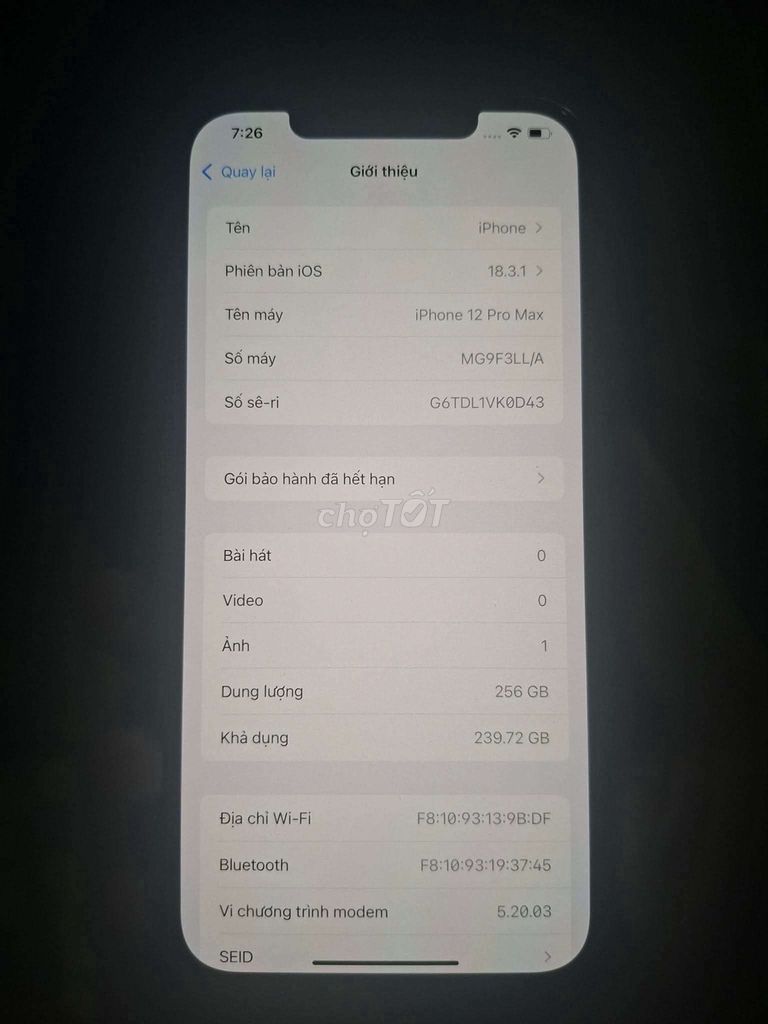 iPhone 12 Pro Max 256GB Đã dùng. Mua bán Điện thoại tại Quận Hoàn Kiếm Hà Nội được đăng bởi phan hoà hình 1