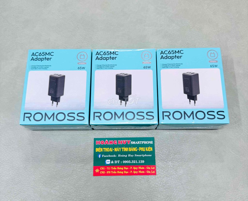 Củ sạc ROMOSS SIÊU NHANH GAN 65W - 3 CỔNG SẠC. Mua bán Phụ kiện (Màn hình, Chuột...) tại Thành phố Qui Nhơn Bình Định được đăng bởi Hoàng Trinh hình 1