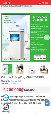 Điêu hoà di động 2 chiều Chigo, không cần cục nóng. Mua bán Máy lạnh, điều hoà tại Quận Cẩm Lệ Đà Nẵng được đăng bởi Nghĩa