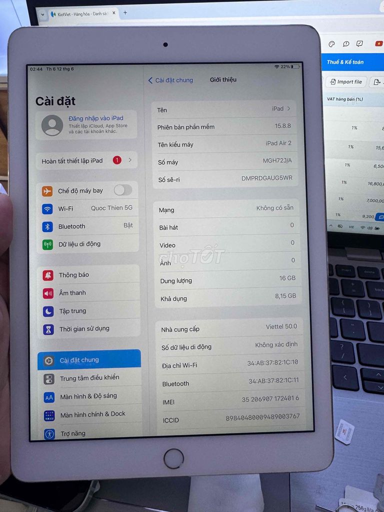 Apple iPad Air 2 Wifi 4G 16GB Bạc. Mua bán Máy tính bảng tại Quận 6 Tp Hồ Chí Minh được đăng bởi QUỐC THIÊN BÁN GÓP 0 ĐỒNG  hình 1