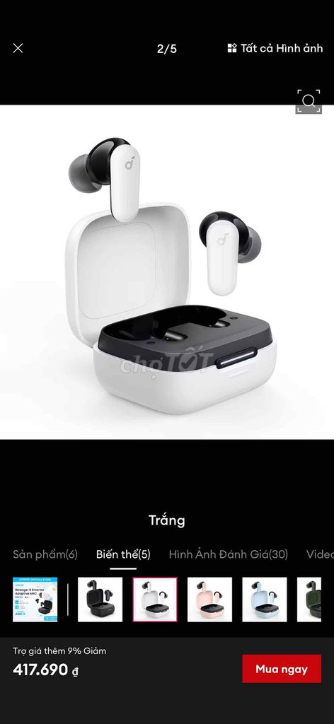Tai nghe Anker R50i ANC Trắng. Mua bán Tivi, Âm thanh tại Huyện Thạnh Phú Bến Tre được đăng bởi Zink zink hình 1