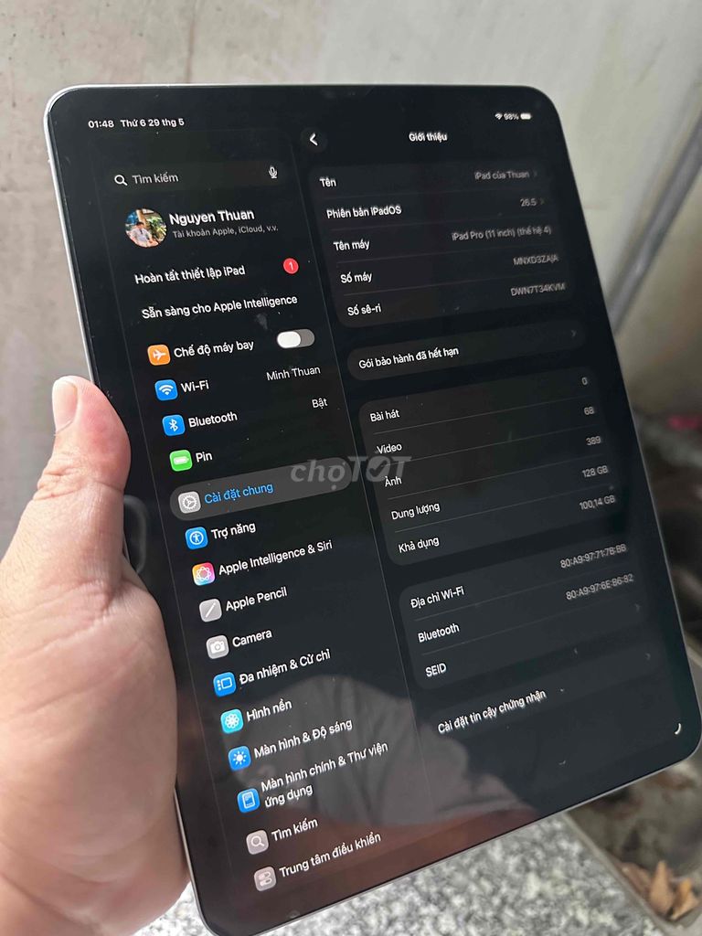 Apple iPad Pro M2 128GB Xám. Mua bán Máy tính bảng tại Huyện Củ Chi Tp Hồ Chí Minh được đăng bởi Minh Thuận hình 1