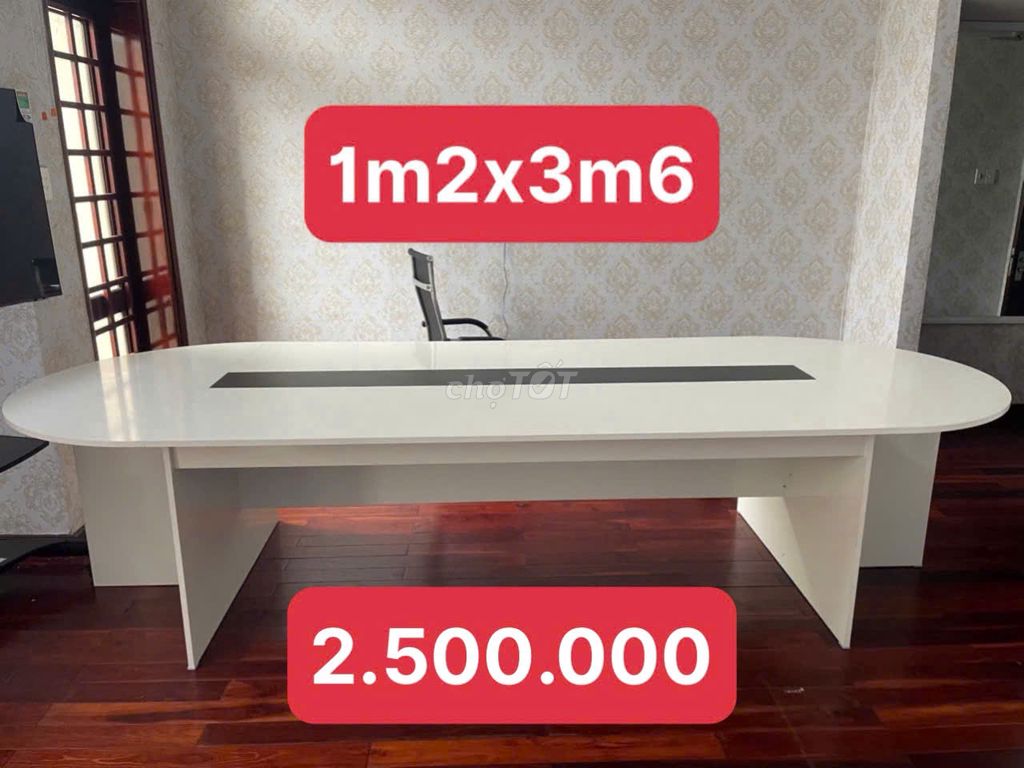 Bàn họp Gỗ mdf Trắng văn phòng 3m6x1m2. Mua bán Đồ dùng văn phòng tại Quận Sơn Trà Đà Nẵng được đăng bởi THẾ GIỚI ĐỒ CŨ ĐÀ NẴNG hình 1
