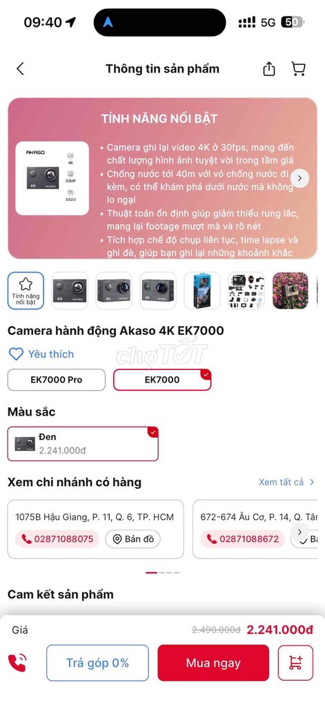 Camera Hành Trình AKaso EK7000. Mua bán Máy ảnh, Máy quay tại Thành phố Dĩ An Bình Dương được đăng bởi Kim Đính Mobile hình 1