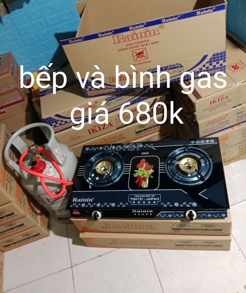 Bếp, bình gas, dây van tự động ngắt an toàn