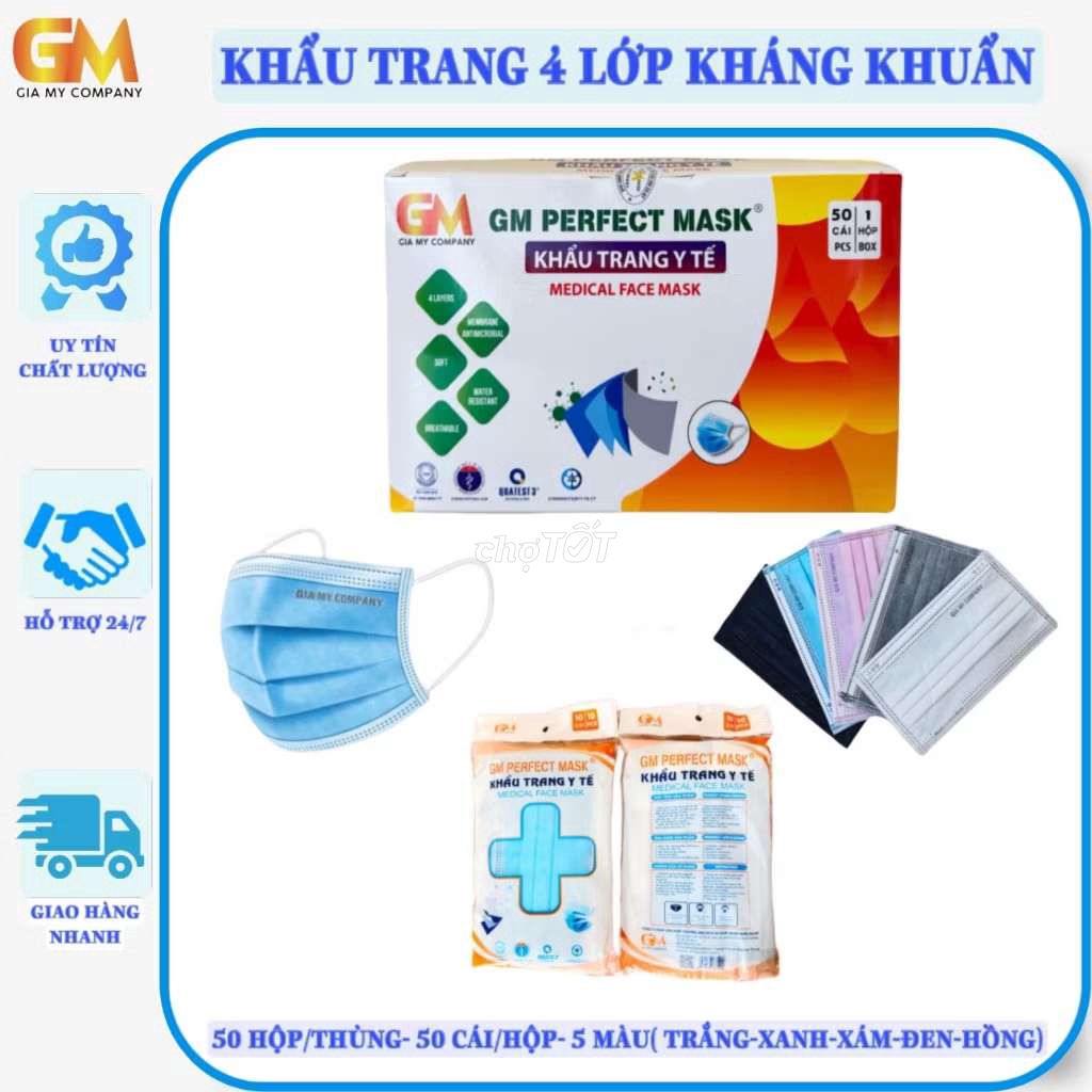 COMBO 100 CÁI KHẨU TRANG Y TẾ 4 LỚP, DÀY CHỐNG BỤI