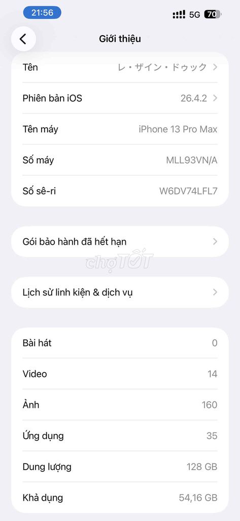 Apple iPhone 13 Pro Max 128GB gl sang dòng khác. Mua bán Điện thoại tại Quận Ba Đình Hà Nội được đăng bởi Lê Đức hình 1