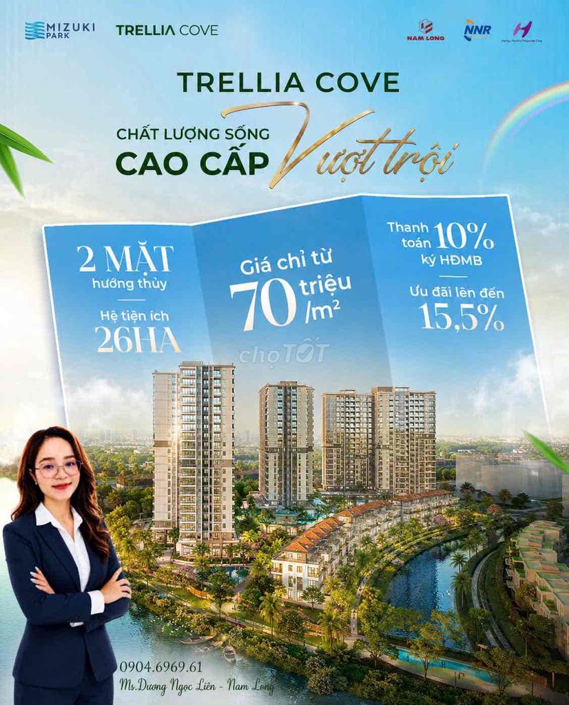 Giỏ hàng đẹp Trellia Cove - Mizuki 77m2 2PN 2WC trực tiếp CĐT