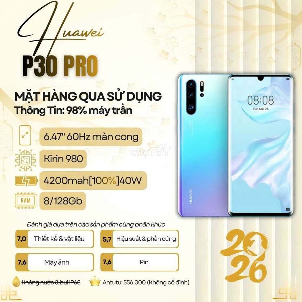 Huawei P30 Pro 128GB Độ Pin 5200mah. Mua bán Điện thoại tại Quận Ninh Kiều Cần Thơ được đăng bởi Zelda Phone hình 1