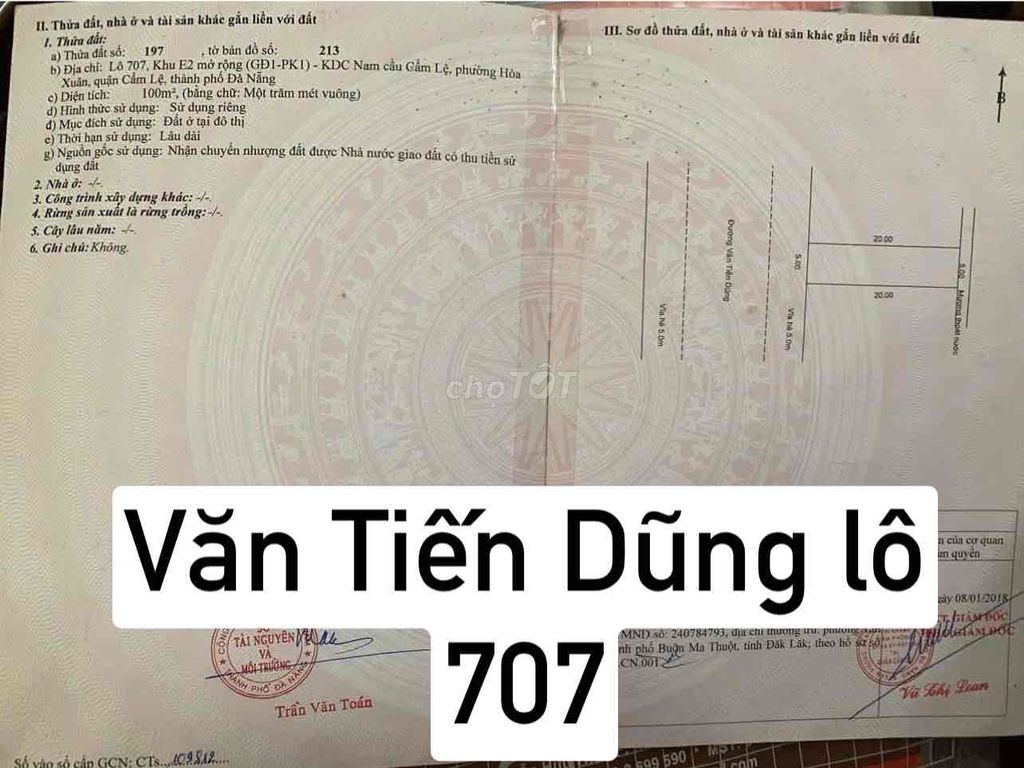 Bán lô đất đường 10m5 Văn Tiến Dũng giá rẻ