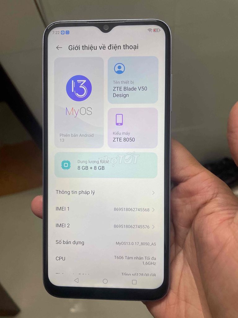 ZTE Blade V50 Design 8GB Tím. Mua bán Điện thoại tại Quận Ô Môn Cần Thơ được đăng bởi Quốc Hưng hình 1