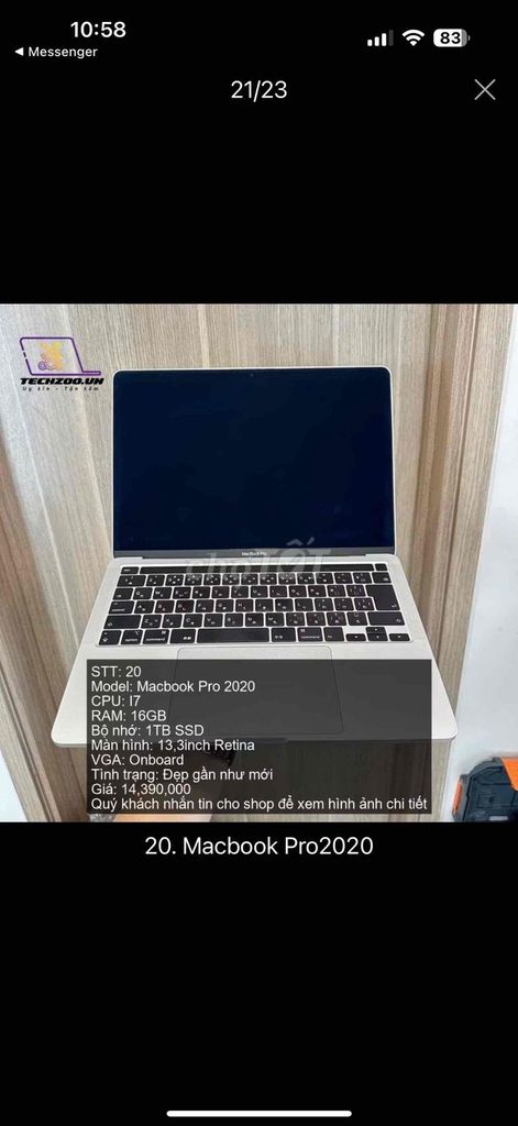Apple MacBook Pro 2020 i7 13.3 inch 16GB/1TB SSD. Mua bán Laptop tại Thành phố Dĩ An Bình Dương được đăng bởi Lê long hình 1