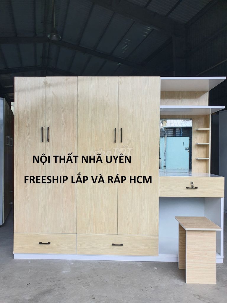 Tủ Quần Áo NhựaĐL 4Cánh Liền Bàn Phấn Cực Xinh NEW