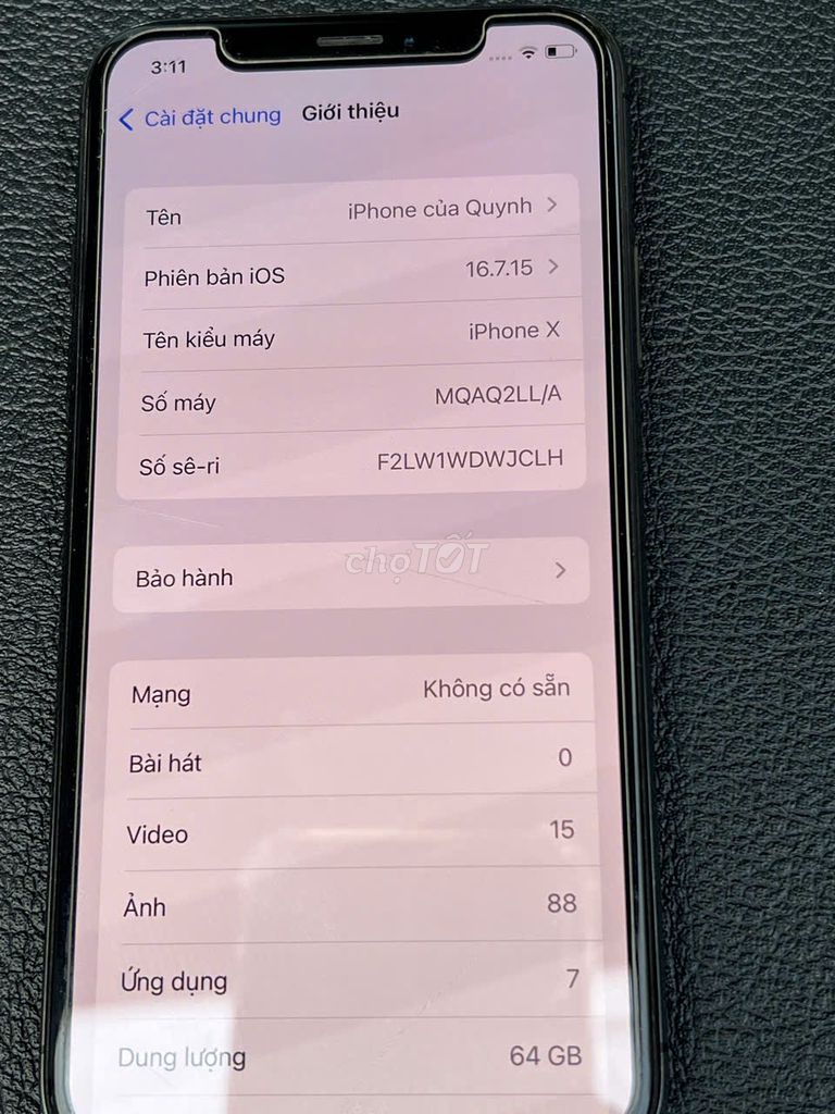 Apple iPhone X 64GB Xám. Mua bán Điện thoại tại Thành phố Buôn Ma Thuột Đắk Lắk được đăng bởi Vỹ hình 1
