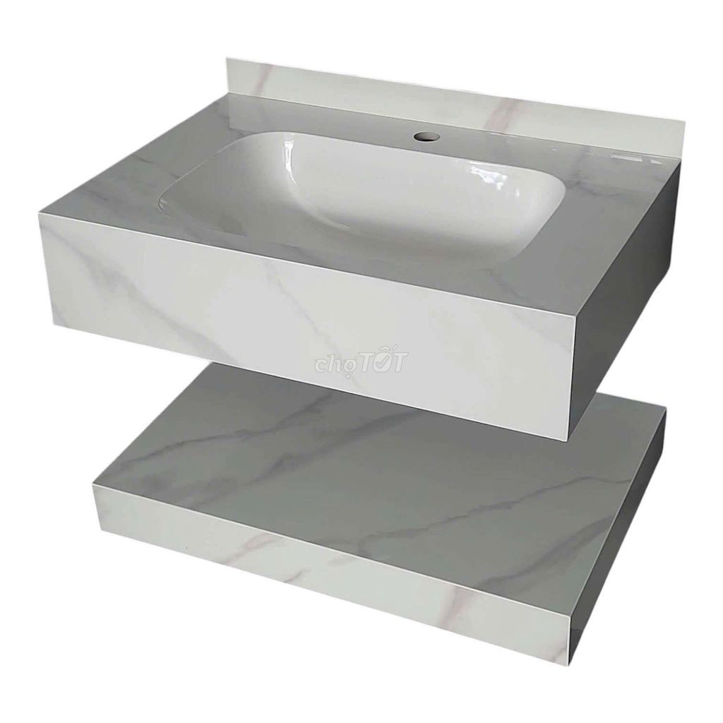 Bàn lavabo Đá Trắng/Xám vân 60x45cm 2 tầng. Mua bán Thiết bị vệ sinh, nhà tắm tại Quận Liên Chiểu Đà Nẵng được đăng bởi BINH MINH hình 1