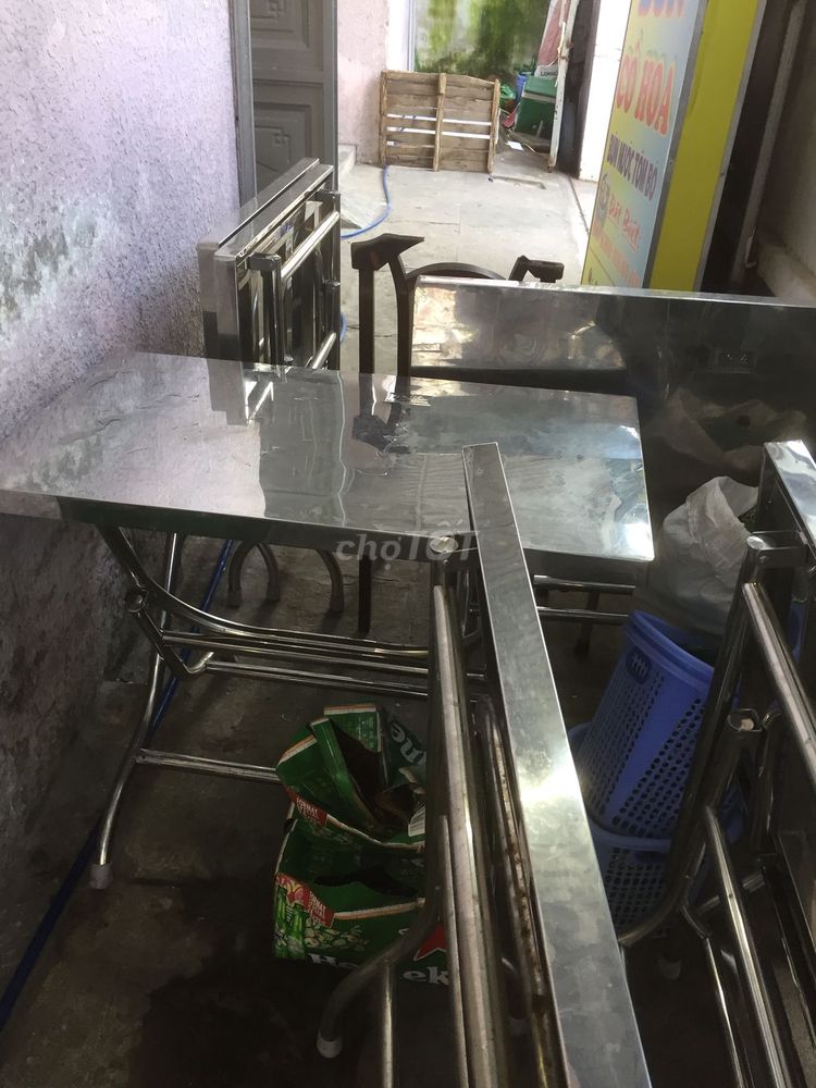 bộ bàn ghế inox dày 304 4 ghế