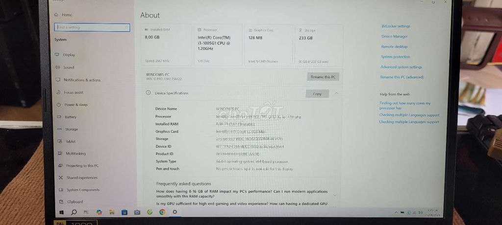 Acer Aspire 5 i3-1005G1 8GB/120Gb. Mua bán Laptop tại Quận 7 Tp Hồ Chí Minh được đăng bởi Thành Hiếu hình 1