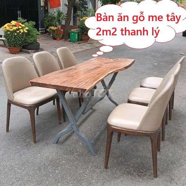Bàn ăn gỗ me tây 2m2 Thanh lý, bàn me tây chân sắt. Mua bán Bàn ghế tại Quận Tân Bình Tp Hồ Chí Minh được đăng bởi Kho Đồ cũ Phú Nhàn hình 1