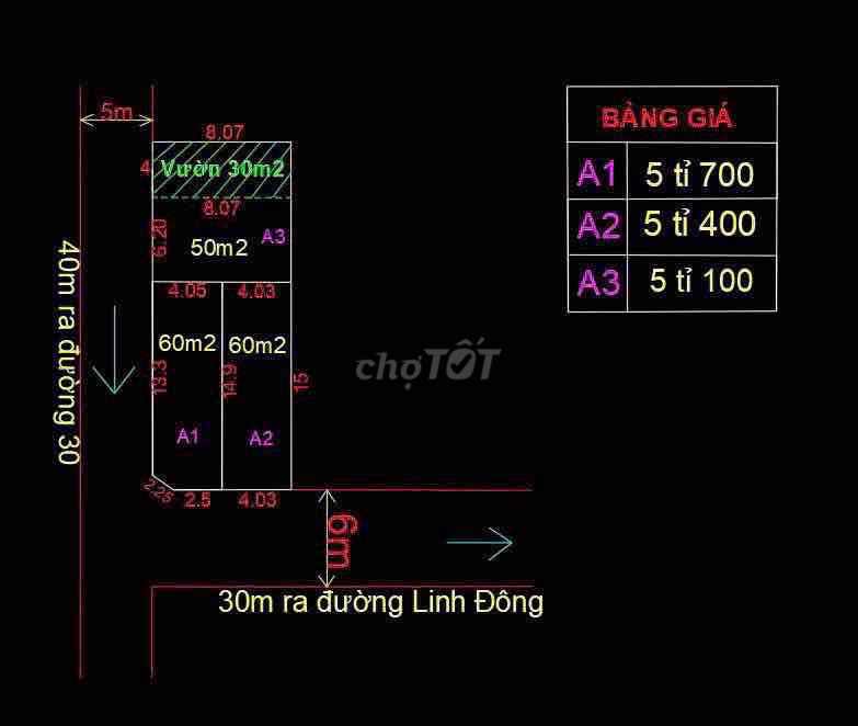 Bán đất hiếm 60m2 (4x15m) ngay Đường Linh Đông, Thủ Đức, Chỉ 5.x tỷ