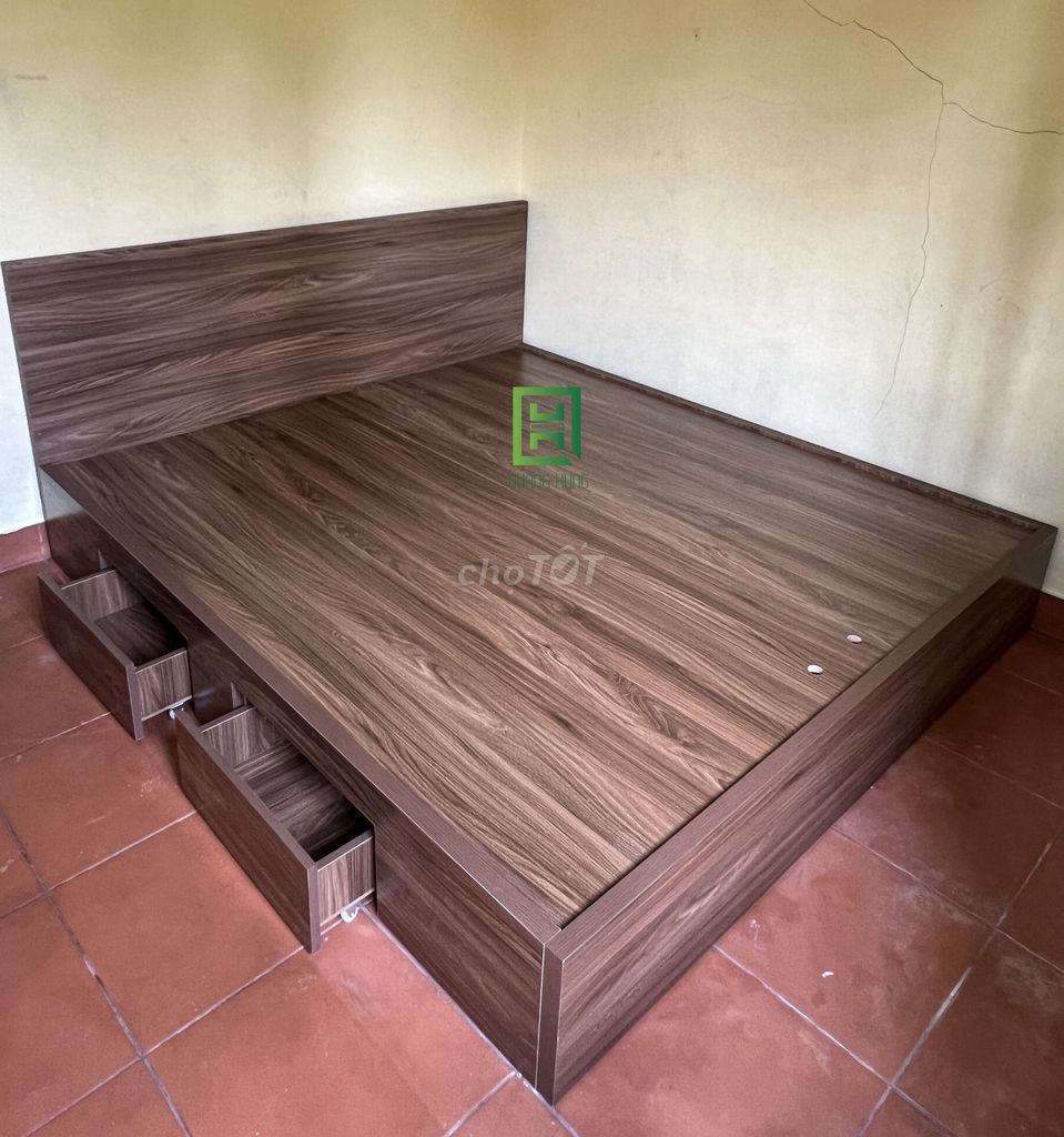 Giường ngủ gỗ MDF 120x200cm vân gỗ ngăn kéo. Mua bán Giường, chăn ga gối nệm tại Quận Tân Phú Tp Hồ Chí Minh được đăng bởi Nội Thất Quang Hùng TD hình 1
