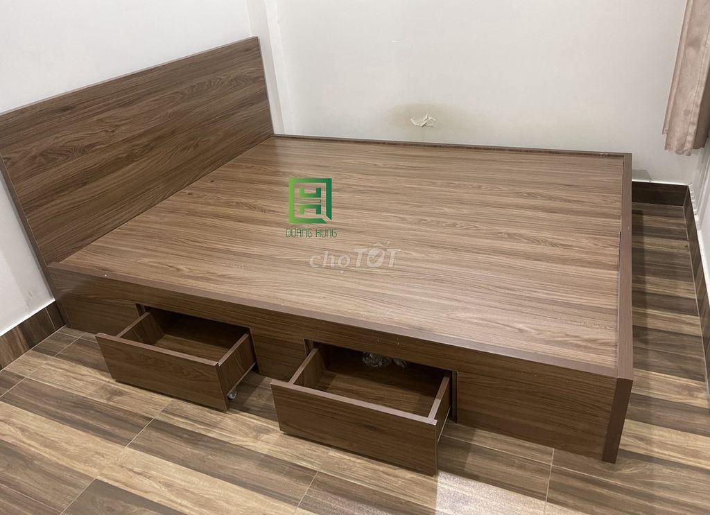Giường gỗ Quang Hùng 1m2x2m Gỗ MDF Nâu. Mua bán Giường, chăn ga gối nệm tại Thị xã Tân Uyên Bình Dương được đăng bởi Nội Thất Quang Hùng TD hình 1