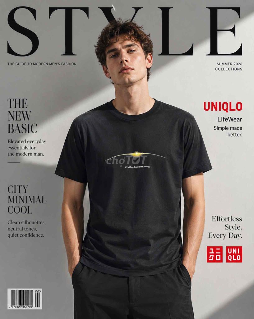 Áo thun nam Uniqlo Cotton đen size L. Mua bán Quần áo tại Huyện Hàm Tân Bình Thuận được đăng bởi 2hand LCT hình 1