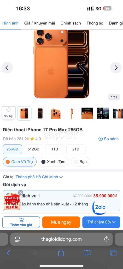 Apple iPhone 17 Pro Max 256GB Cam Vũ Trụ. Mua bán Điện thoại tại Quận Sơn Trà Đà Nẵng được đăng bởi Hạnh Nguyên hình 1