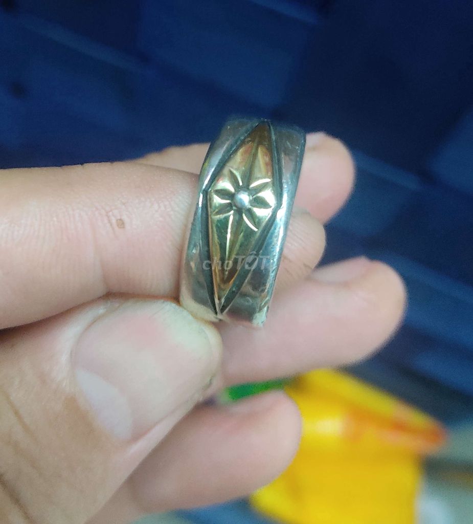 Nhẫn bạc Nhật ốp vàng size 19,5