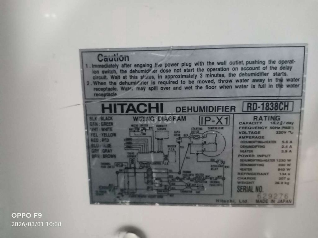 Máy hút ẩm Hitachi RD-1838CH 16.2L Vàng kem. Mua bán Nội thất, đồ gia dụng khác tại Quận Lê Chân Hải Phòng được đăng bởi Đoàn Liệu hình 1