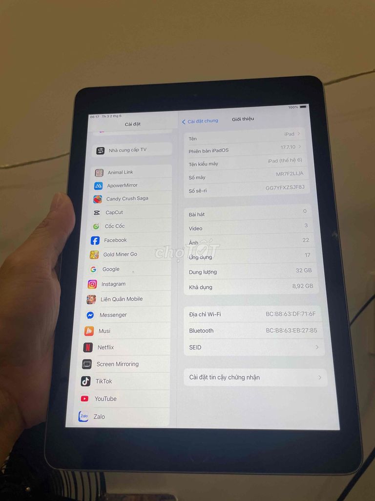 Apple iPad (Thế hệ 6) 32GB Xám. Mua bán Máy tính bảng tại Thị xã Bến Cát Bình Dương được đăng bởi Thành Đông hình 1